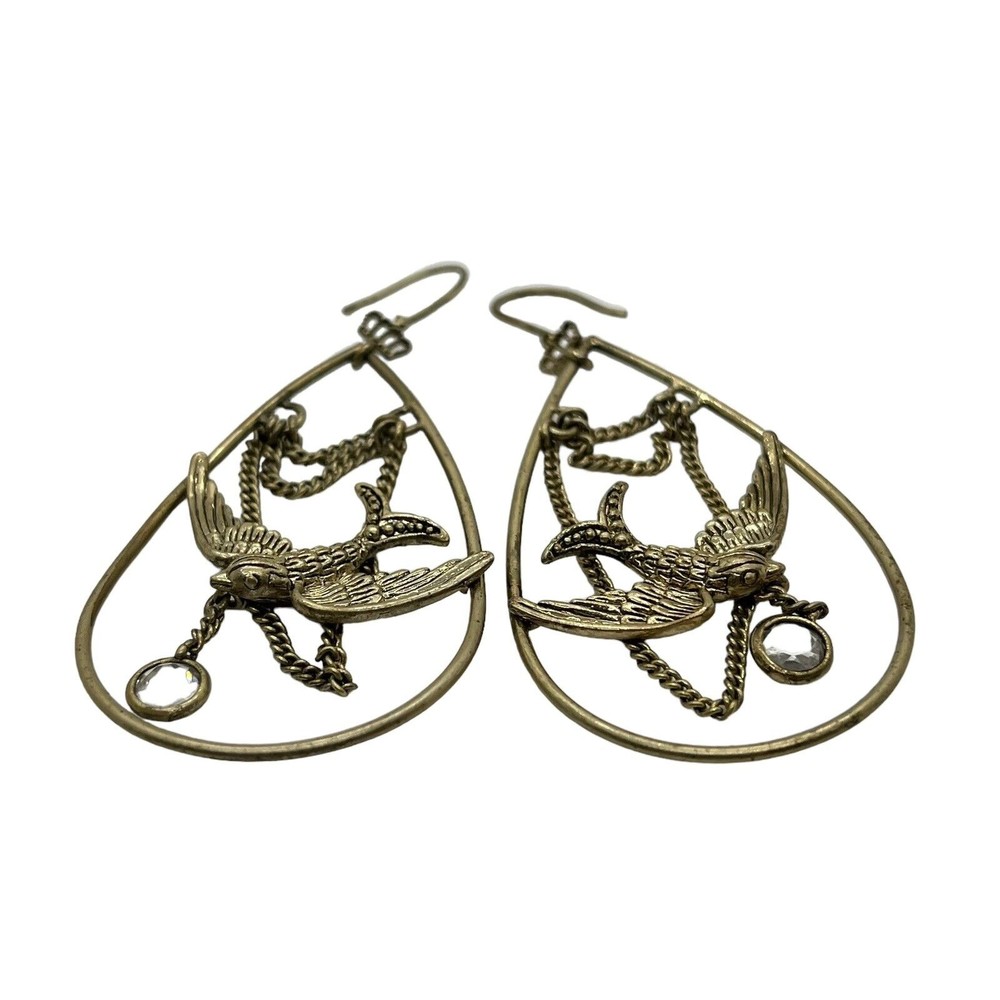 Mockingjay Brass Dangle Earrings Brass Glass Drop Hunger Games Pendant